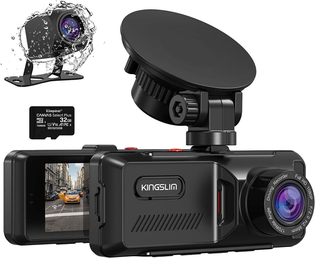 Kingslim D1 Dash Cam Front and Rear