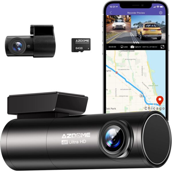 AZDOME 4K Dash Cam Front and Rear