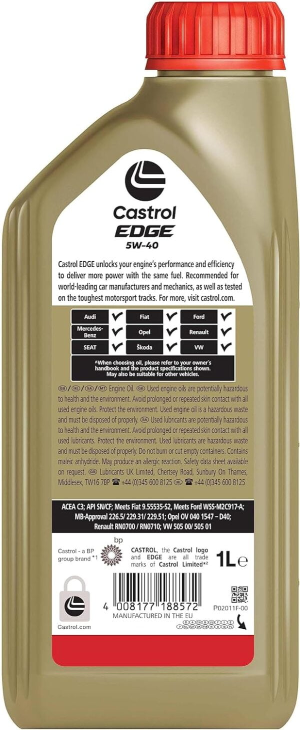 Castrol EDGE 5W-40 Engine Oil 1L - Image 2