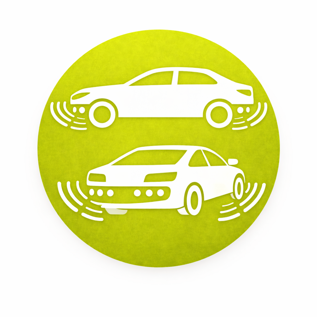 Illustration of front and rear parking-sensor installation; not a photograph of the Valeo 632202 kit.