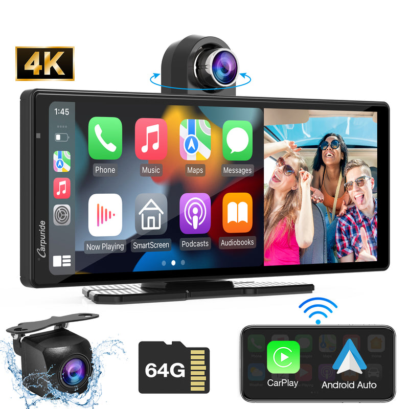 Carpuride W903 portable display with front and rear camera package